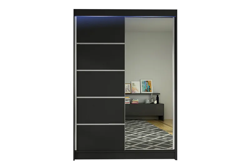 Garderob + LED, Svart/RGB LED