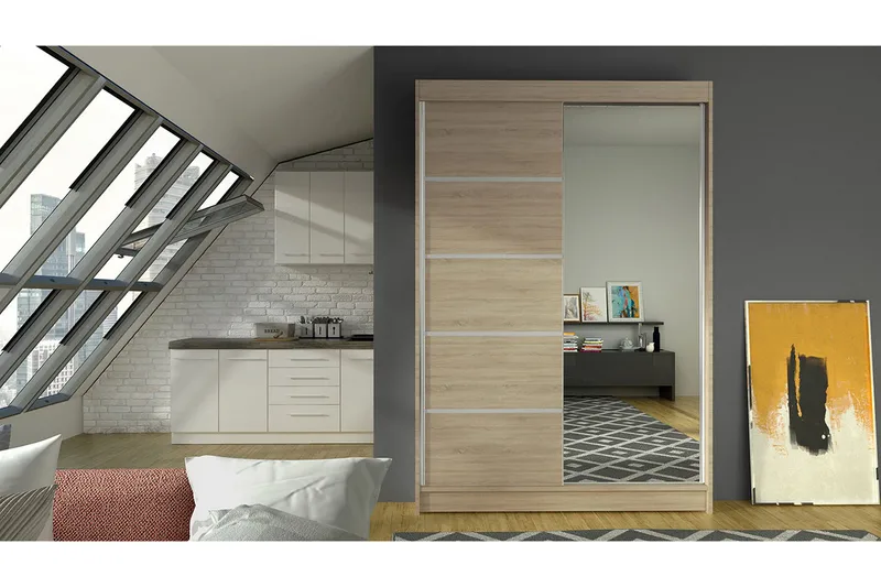 Garderob Lino LED-belysning - Ek - Förvaring - Klädförvaring - Garderob & garderobssystem