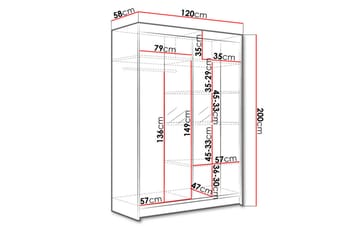 Garderob Lino LED-belysning - Svart - Förvaring - Klädförvaring - Garderob & garderobssystem