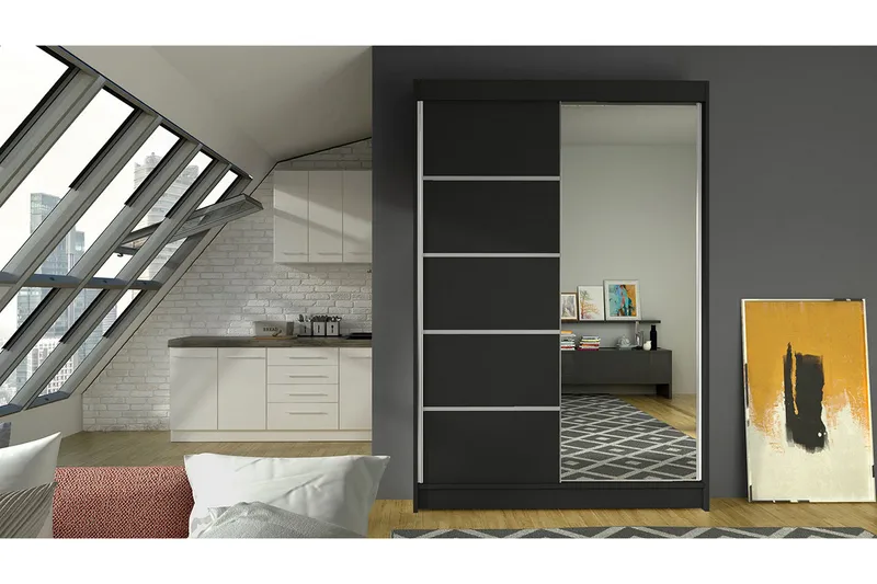 Garderob Lino LED-belysning - Svart - Förvaring - Klädförvaring - Garderob & garderobssystem