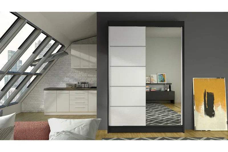 Garderob Lino LED-belysning - Svart/Vit - Förvaring - Klädförvaring - Garderob & garderobssystem