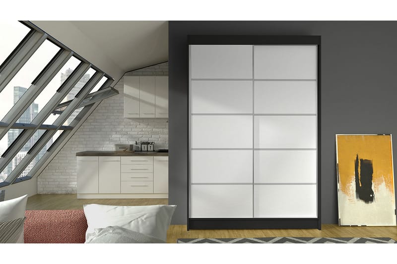 Garderob Lino LED-belysning - Svart/Vit - Förvaring - Klädförvaring - Garderob & garderobssystem