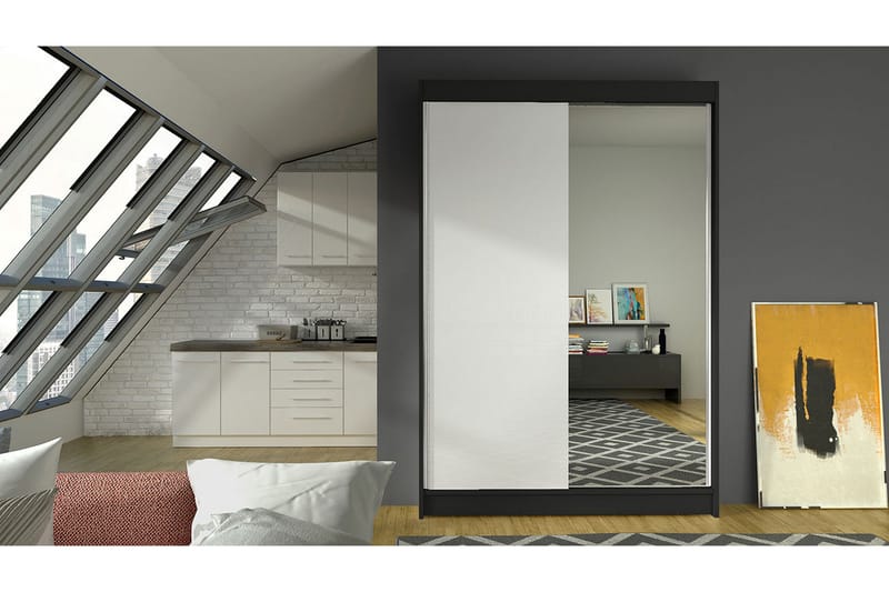 Garderob Lino LED-belysning - Svart/Vit - Förvaring - Klädförvaring - Garderob & garderobssystem