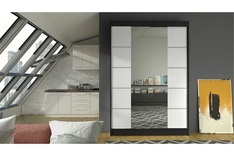 Garderob Lino LED-belysning - Svart/Vit - Förvaring - Klädförvaring - Garderob & garderobssystem