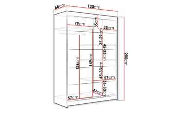 Garderob Lino LED-belysning - Vit - Förvaring - Klädförvaring - Garderob & garderobssystem - Klädskåp & fristående garderob