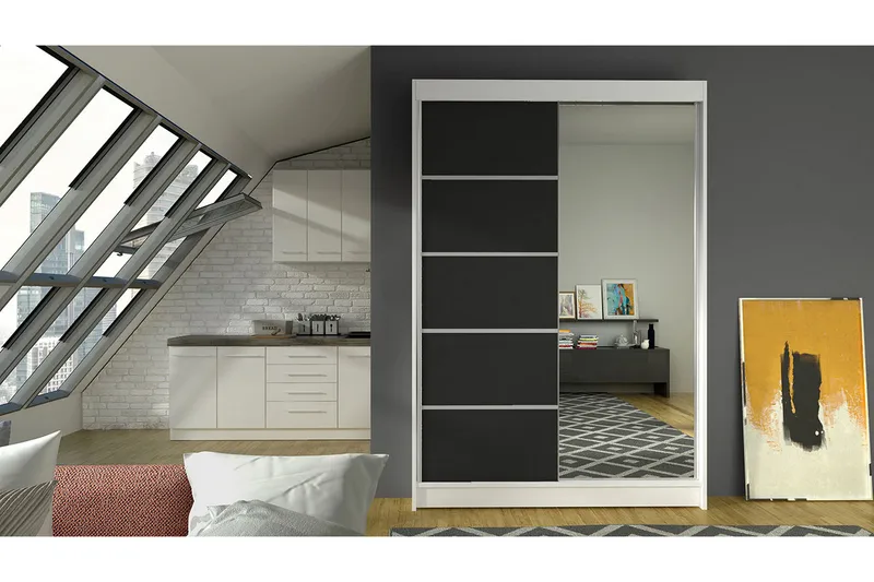 Garderob Lino LED-belysning - Vit/Svart - Förvaring - Klädförvaring - Garderob & garderobssystem