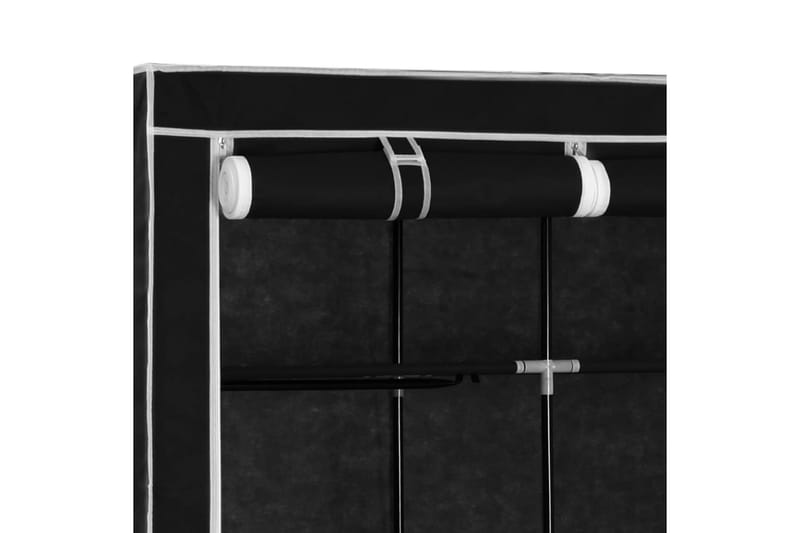 Garderob med fack och stänger svart 150x45x175 cm tyg - Svart - Resegarderob
