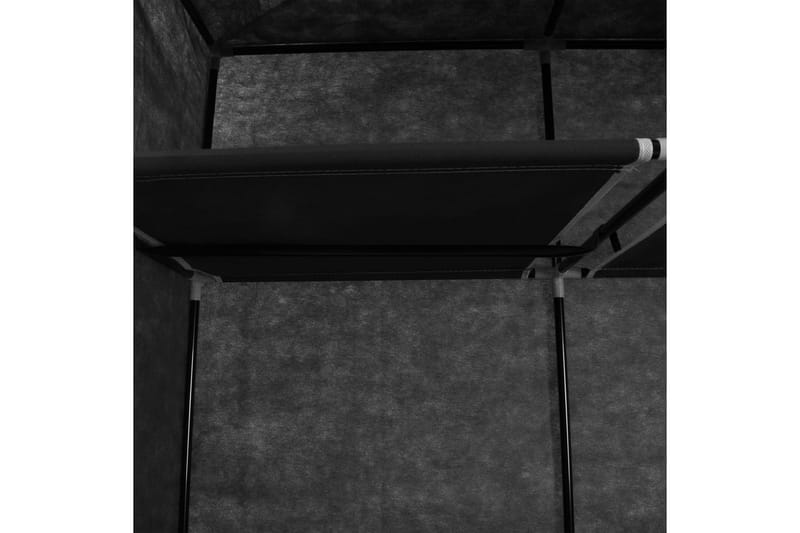 Garderob med fack och stänger svart 150x45x175 cm tyg - Svart - Resegarderob