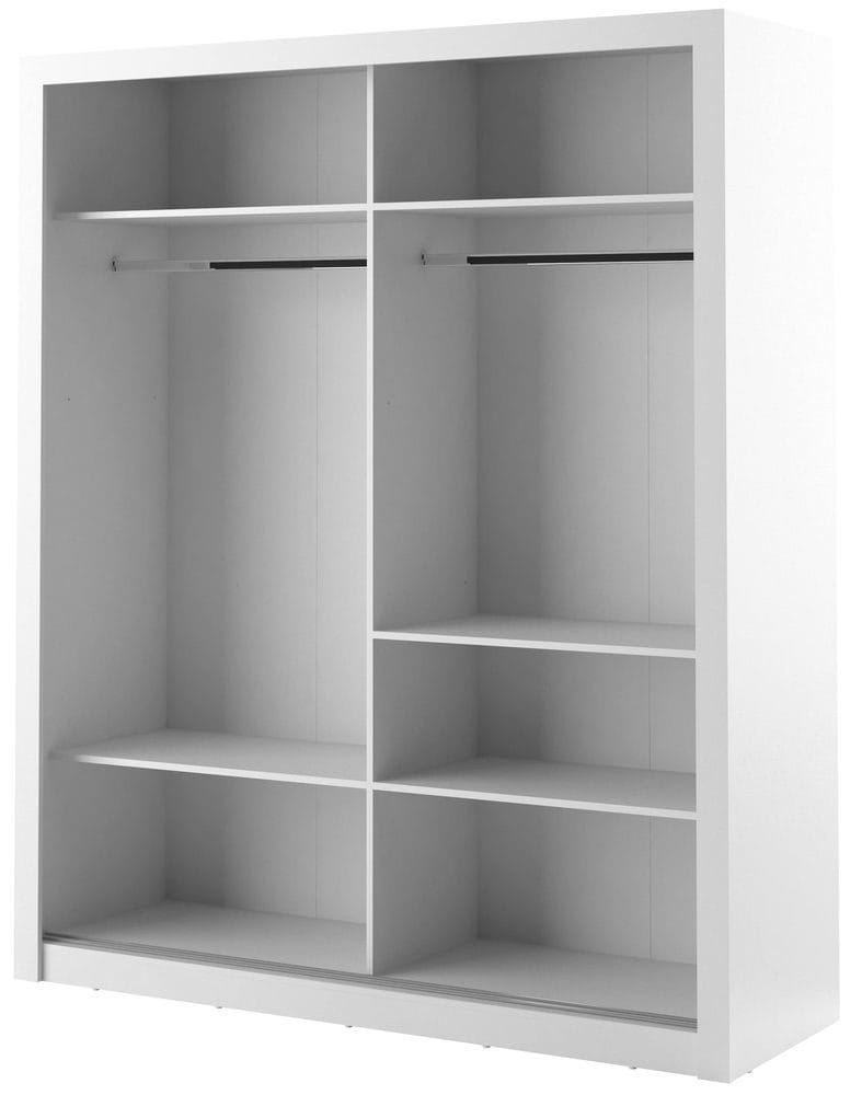 Garderob med inredning skjutdörrar med spegel - Vit - Förvaring - Klädförvaring - Garderob & garderobssystem