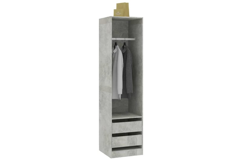 Garderob med lådor betonggrå 50x50x200 cm spånskiva - Grå - Garderob & garderobssystem - Klädskåp & fristående garderob