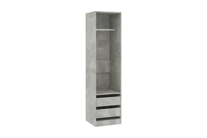 Garderob med lådor betonggrå 50x50x200 cm spånskiva - Grå - Garderob & garderobssystem - Klädskåp & fristående garderob