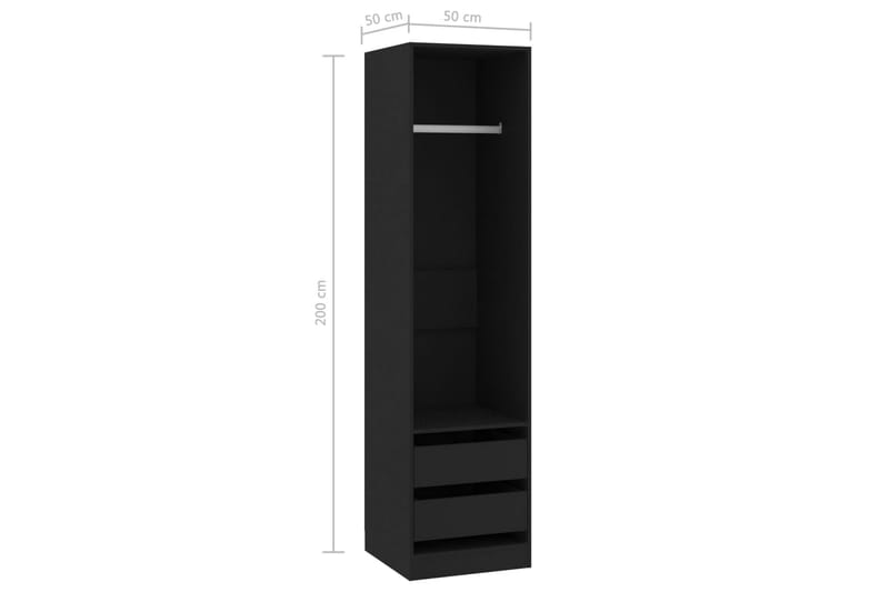 Garderob med lådor svart 50x50x200 cm spånskiva - Svart - Garderob & garderobssystem - Klädskåp & fristående garderob