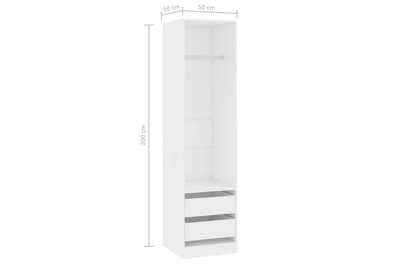 Garderob med lådor vit högglans 50x50x200 cm spånskiva - Vit - Garderob & garderobssystem - Klädskåp & fristående garderob