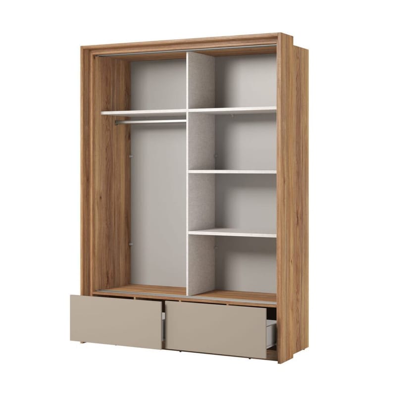 Garderob med spegel Impressio 2 skjutdörrar med 2 lådor - 159 cm - Förvaring - Klädförvaring - Garderob & garderobssystem