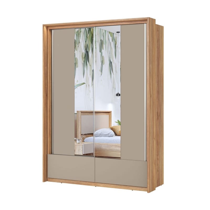 Garderob med spegel Impressio 2 skjutdörrar med 2 lådor - 159 cm - Förvaring - Klädförvaring - Garderob & garderobssystem