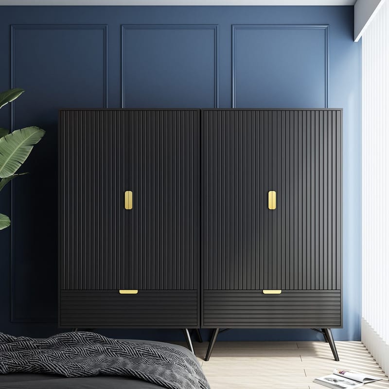 Garderob Morvi 100x56x175 cm - Svart - Förvaring - Klädförvaring - Garderob & garderobssystem - Klädskåp & fristående garderob