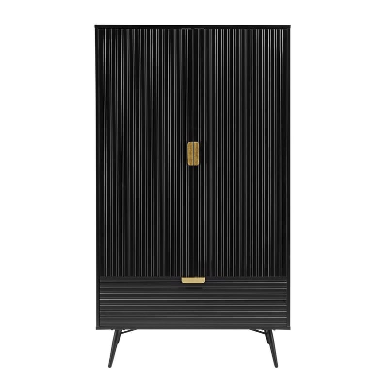 Garderob Morvi 100x56x175 cm - Svart - Förvaring - Klädförvaring - Garderob & garderobssystem - Klädskåp & fristående garderob