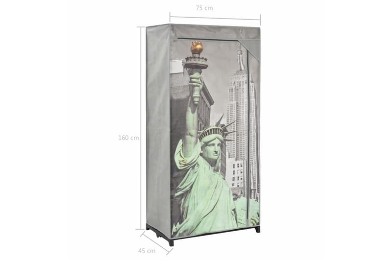 Garderob New York 75x45x160 cm tyg - Vit - Förvaring - Klädförvaring - Garderob & garderobssystem