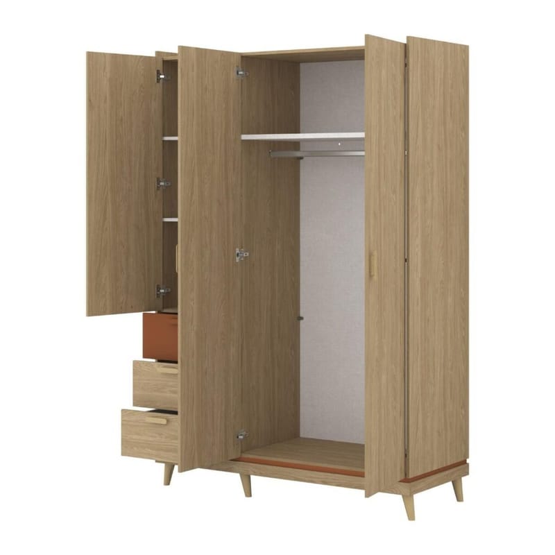 Garderob Scandi 3 dörrar med 3 lådor - Oljerad Ek - Förvaring - Klädförvaring - Garderob & garderobssystem