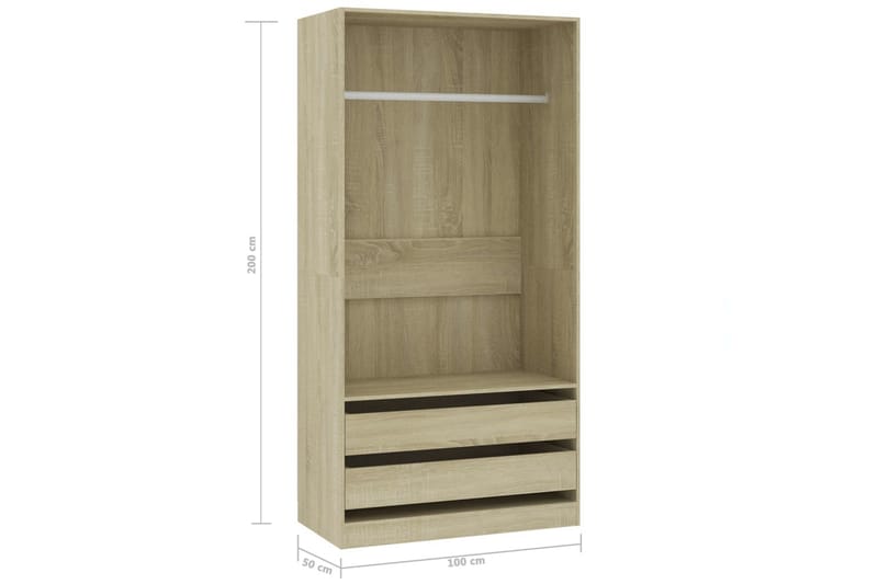 Garderob sonoma-ek 100x50x200 cm spånskiva - Brun - Förvaring - Klädförvaring - Garderob & garderobssystem