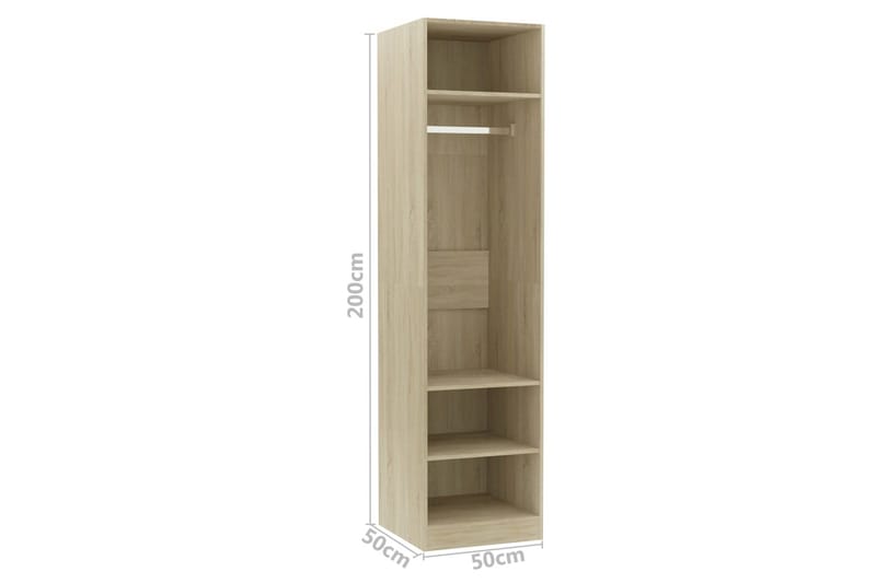 Garderob sonoma-ek 50x50x200 cm spånskiva - Brun - Förvaring - Klädförvaring - Garderob & garderobssystem