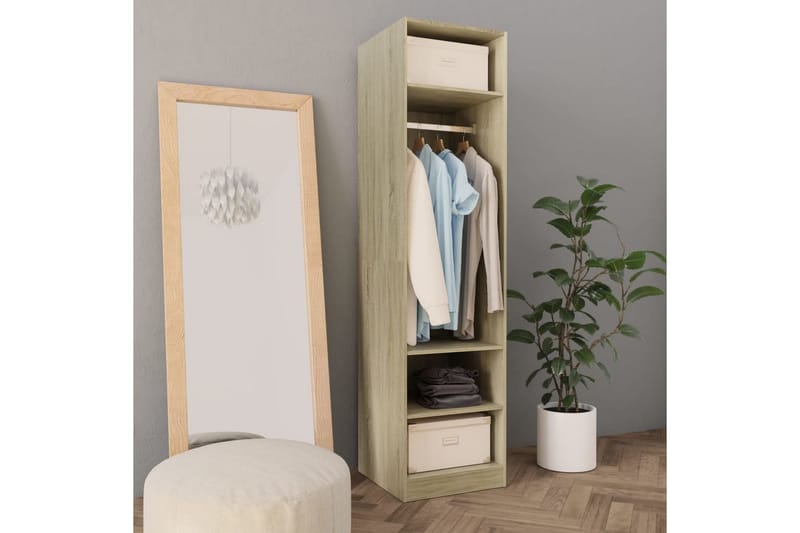 Garderob sonoma-ek 50x50x200 cm spånskiva - Brun - Förvaring - Klädförvaring - Garderob & garderobssystem