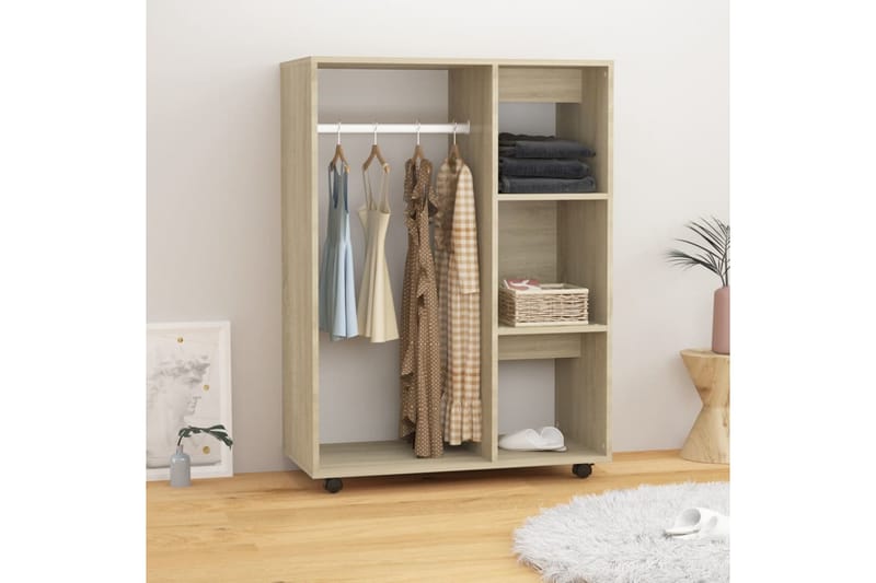 Garderob sonoma-ek 80x40x110 cm spånskiva - Brun - Förvaring - Klädförvaring - Garderob & garderobssystem
