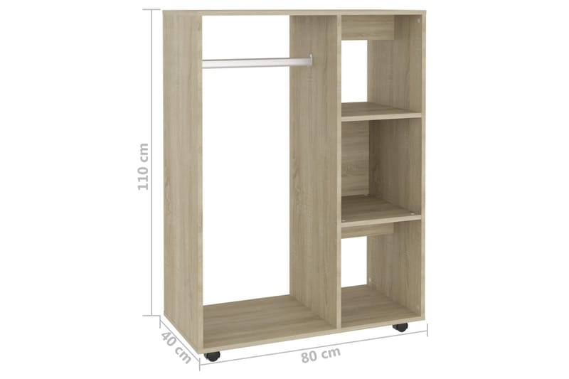 Garderob sonoma-ek 80x40x110 cm spånskiva - Brun - Förvaring - Klädförvaring - Garderob & garderobssystem
