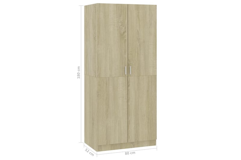 Garderob sonoma-ek 80x52x180 cm spånskiva - Brun - Förvaring - Klädförvaring - Garderob & garderobssystem