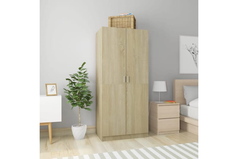 Garderob sonoma-ek 80x52x180 cm spånskiva - Brun - Förvaring - Klädförvaring - Garderob & garderobssystem