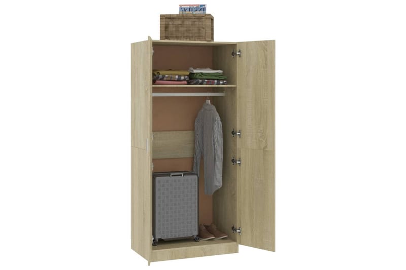 Garderob sonoma-ek 80x52x180 cm spånskiva - Brun - Förvaring - Klädförvaring - Garderob & garderobssystem