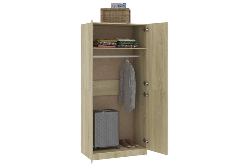 Garderob sonoma-ek 90x52x200 cm spånskiva - Brun - Förvaring - Klädförvaring - Garderob & garderobssystem