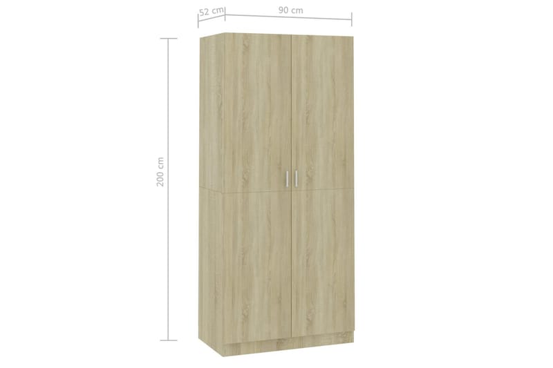 Garderob sonoma-ek 90x52x200 cm spånskiva - Brun - Förvaring - Klädförvaring - Garderob & garderobssystem
