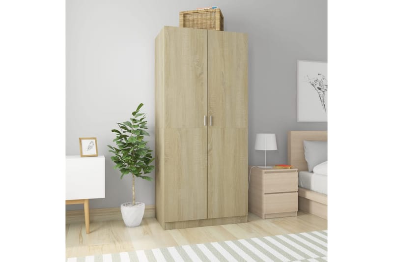 Garderob sonoma-ek 90x52x200 cm spånskiva - Brun - Förvaring - Klädförvaring - Garderob & garderobssystem