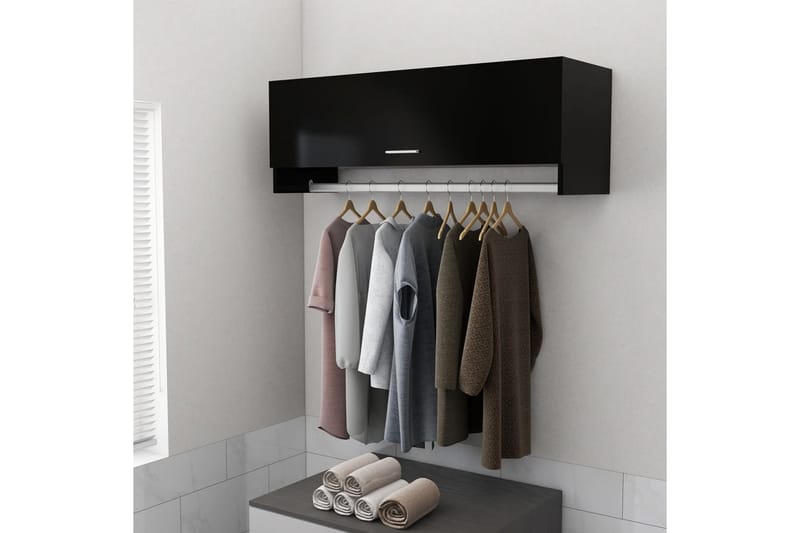 Garderob svart 100x32,5x35 cm spånskiva - Svart - Förvaring - Klädförvaring - Garderob & garderobssystem