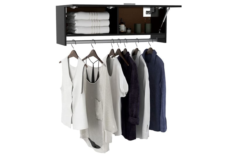 Garderob svart 100x32,5x35 cm spånskiva - Svart - Garderob & garderobssystem - Klädskåp & fristående garderob