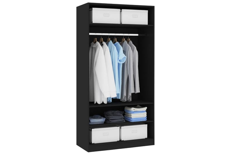 Garderob svart 100x50x200 cm spånskiva - Svart - Garderob & garderobssystem - Klädskåp & fristående garderob