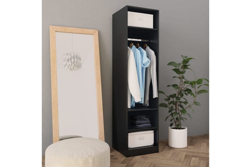 Garderob svart 50x50x200 cm spånskiva - Svart - Garderob & garderobssystem - Klädskåp & fristående garderob