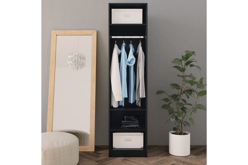 Garderob svart 50x50x200 cm spånskiva - Svart - Garderob & garderobssystem - Klädskåp & fristående garderob