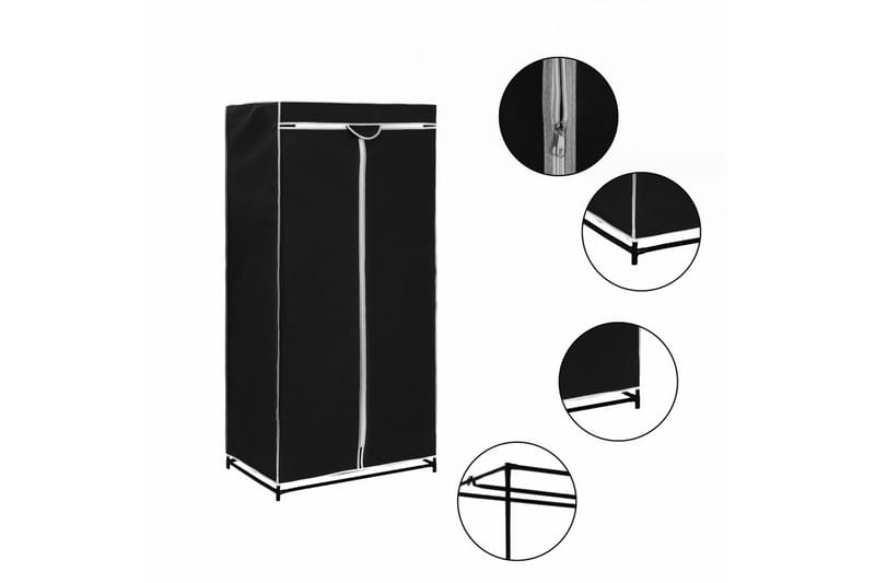 Garderob svart 75x50x160 cm - Svart - Garderob & garderobssystem - Klädskåp & fristående garderob