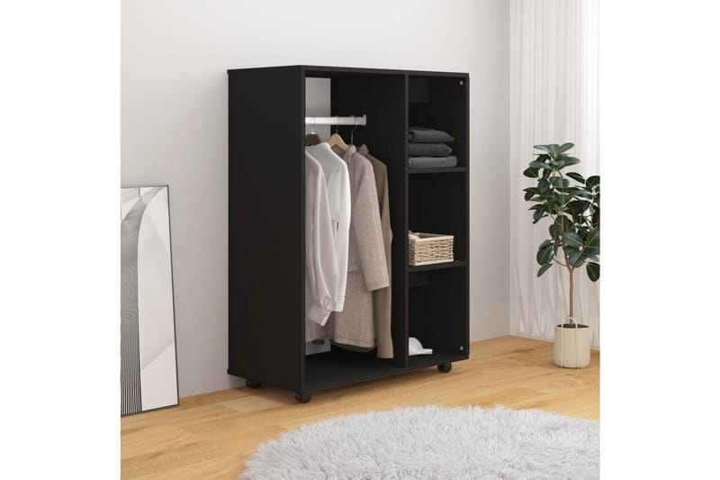 Garderob svart 80x40x110 cm spånskiva - Svart - Förvaring - Klädförvaring - Garderob & garderobssystem