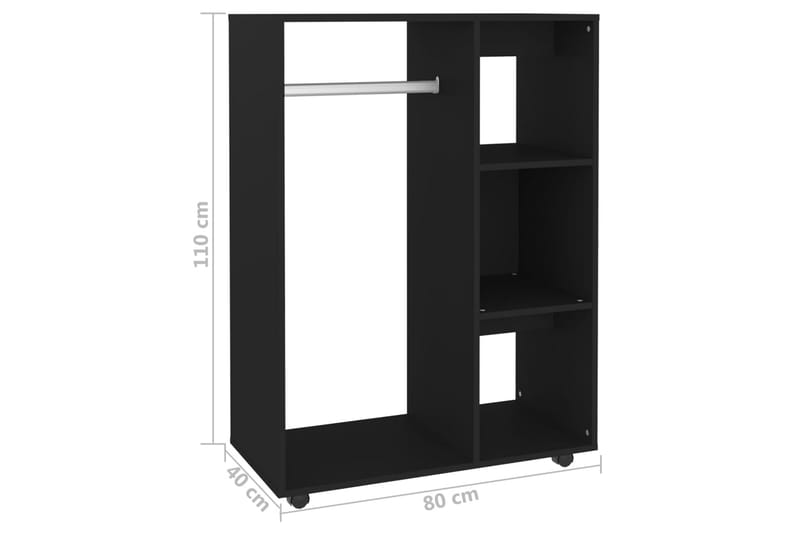 Garderob svart 80x40x110 cm spånskiva - Svart - Förvaring - Klädförvaring - Garderob & garderobssystem