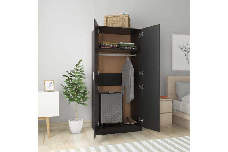 Garderob svart 80x52x180 cm spånskiva - Svart - Förvaring - Klädförvaring - Garderob & garderobssystem