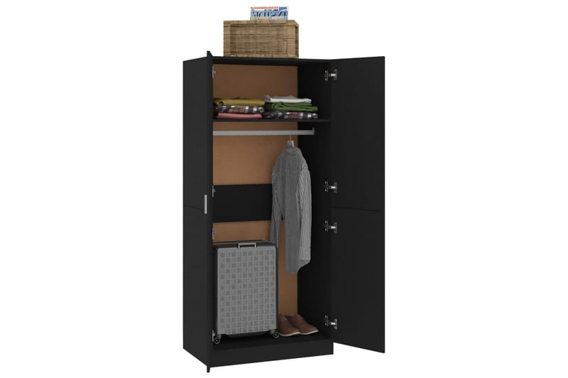 Garderob svart 80x52x180 cm spånskiva - Svart - Förvaring - Klädförvaring - Garderob & garderobssystem