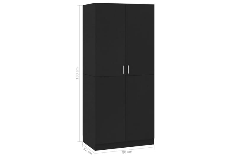 Garderob svart 80x52x180 cm spånskiva - Svart - Garderob & garderobssystem - Klädskåp & fristående garderob
