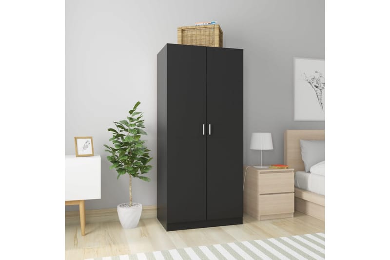 Garderob svart 80x52x180 cm spånskiva - Svart - Förvaring - Klädförvaring - Garderob & garderobssystem