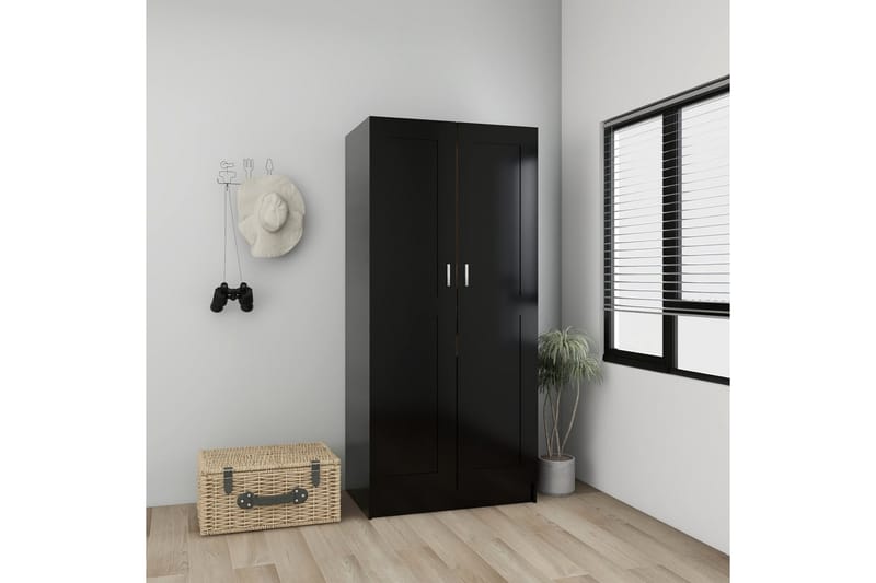 Garderob svart 82,5x51,5x180 cm spånskiva - Svart - Garderob & garderobssystem - Klädskåp & fristående garderob