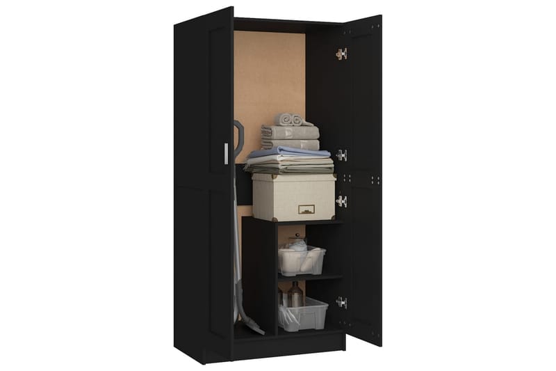 Garderob svart 82,5x51,5x180 cm spånskiva - Svart - Klädskåp & fristående garderob - Garderob & garderobssystem