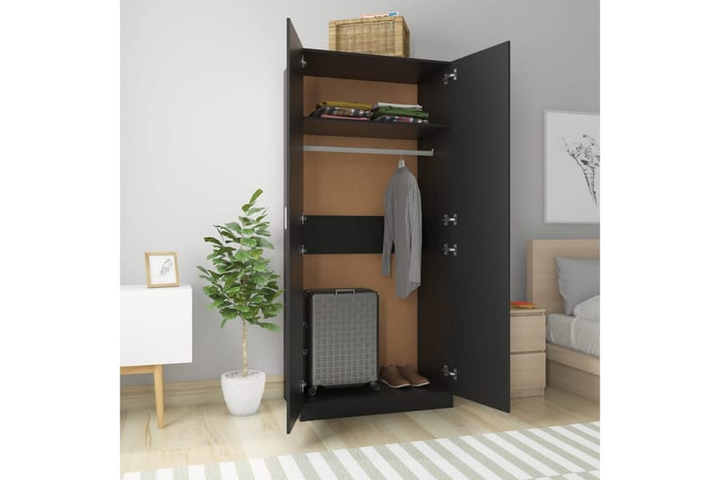 Garderob svart 90x52x200 cm spånskiva - Svart - Förvaring - Klädförvaring - Garderob & garderobssystem