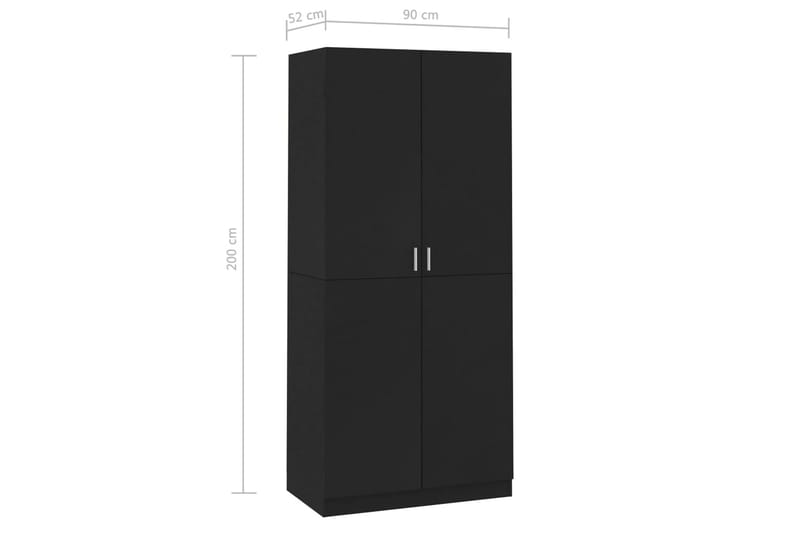 Garderob svart 90x52x200 cm spånskiva - Svart - Garderob & garderobssystem - Klädskåp & fristående garderob
